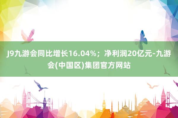 J9九游会同比增长16.04%；净利润20亿元-九游会(中国区)集团官方网站